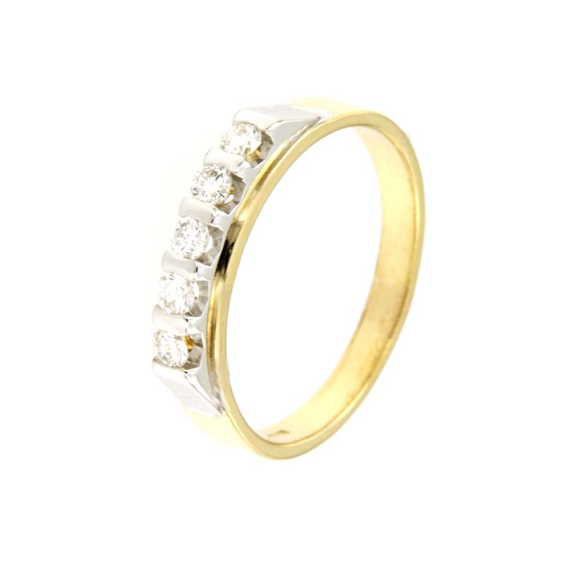 VERETTA DUE ORI 750/1000 CON DIAMANTI TAGLIO BRILLANTE CT 0.25 TOTALI H - SI1 - MIS. 15 - 