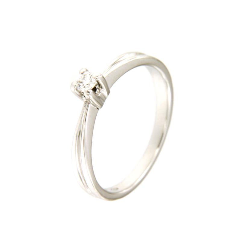 SOLITARIO ORO BIANCO 750/1000 CON DIAMANTE TAGLIO BRILLANTE CT 0.11 G - VS - MIS. 15 - 