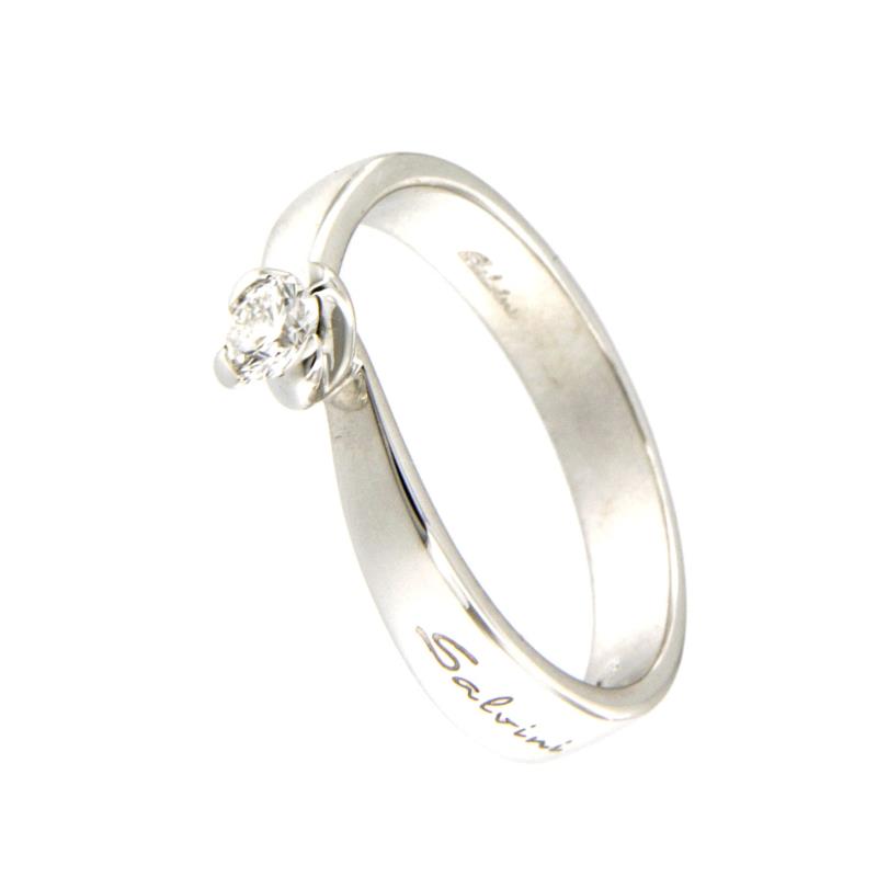 SALVINI  SOLITARIO - ORO BIANCO 750/1000  CON DIAMANTE T. BRILLANTE CT 0.15 G  VVS2  MIS 15 - SALVINI