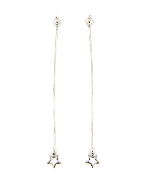 COPPIA ORECCHINI ORO BIANCO 750/1000 PENDENTI CON STELLINE  - 