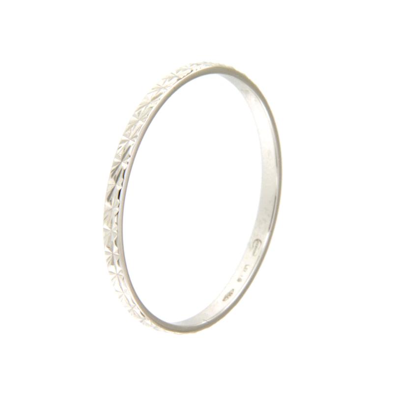 ANELLO ORO BIANCO 750/1000 FEDINA LAVORATA - MIS. 26 - 