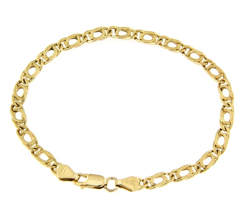 BRACCIALE ORO GIALLO 750/1000 MAGLIA GRUMETTA DOPPIA ZIGRINATA - CM. 20.5 - 