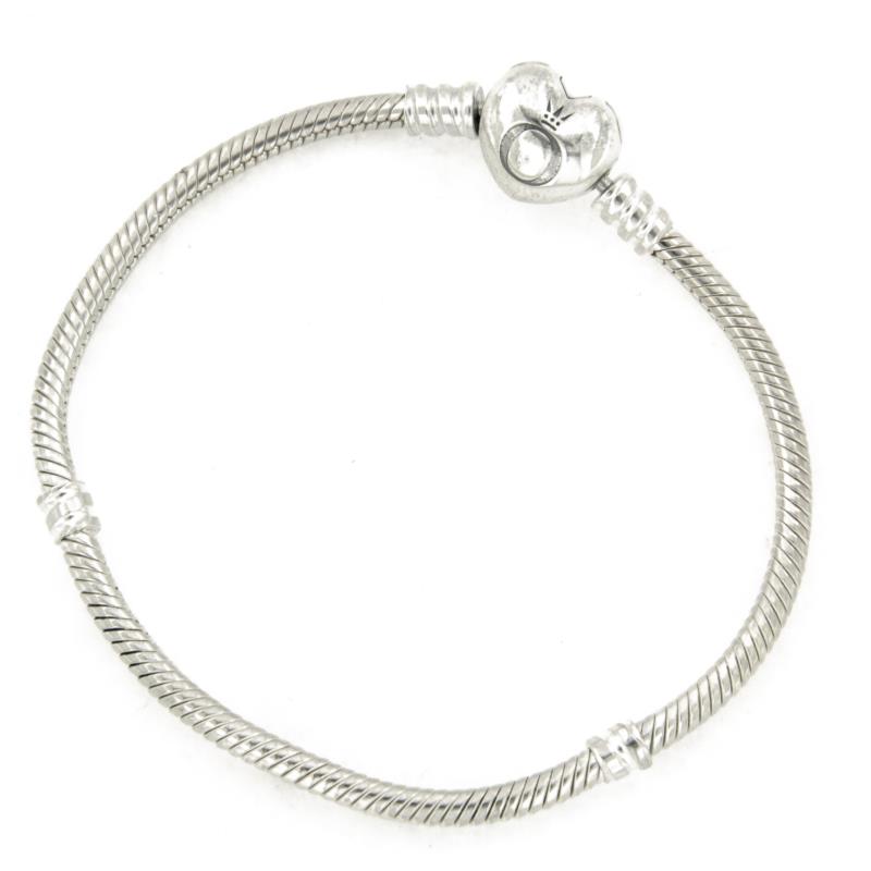 PANDORA - BRACCIALE - ARGENTO 925/1000 - MOD. MOMENTS CON CHIUSURA A CUORE - CM. 19 - PANDORA