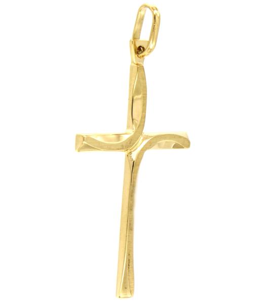 CIONDOLO ORO GIALLO 750/1000 CROCE SEMI-SATINATA - 