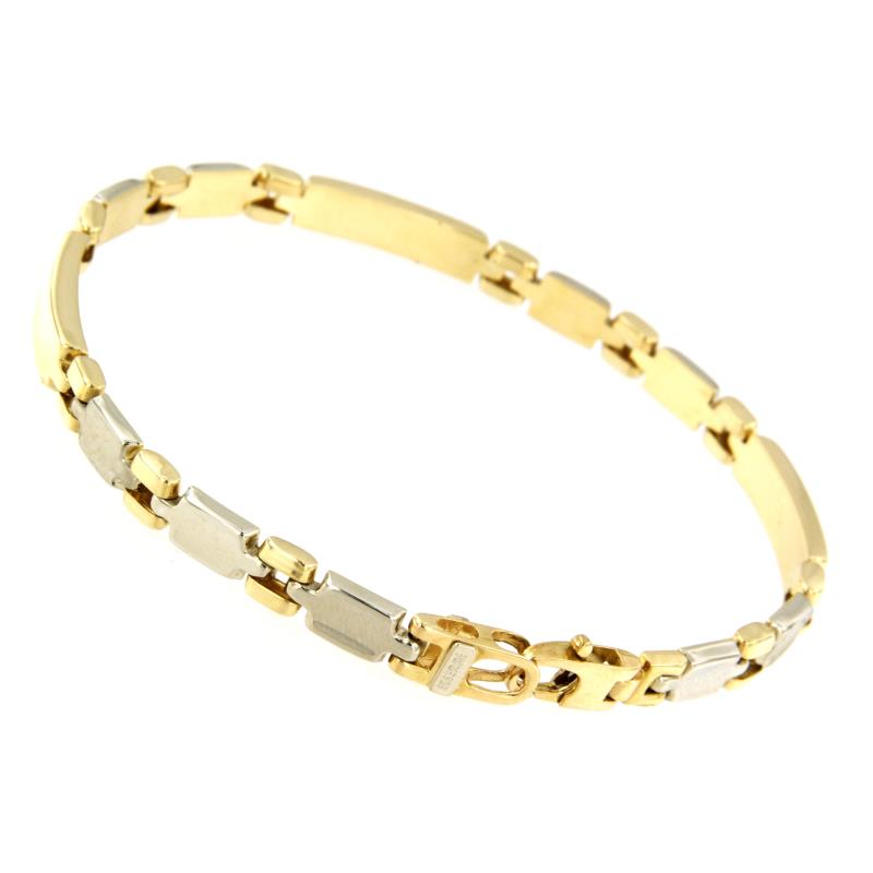 BRACCIALE DUE ORI 750/1000 MAGLIA A SEGMENTI SERIGRAFATI - CM 21 - 