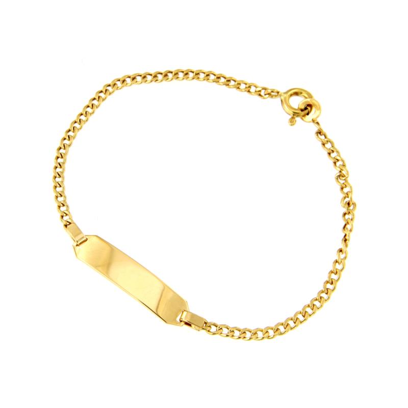 BRACCIALE ORO GIALLO 750/1000 MAGLIA GRUMETTA CON TARGHETTA - CM 15.5 - 