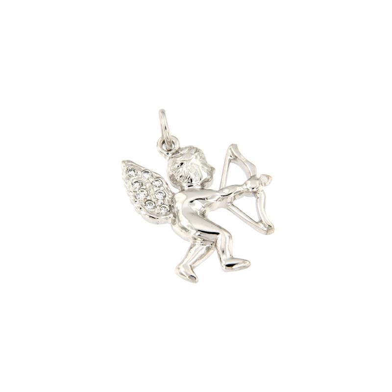 CIONDOLO ORO BIANCO 750/1000 CUPIDO CON ZIRCONI CM.2 - 