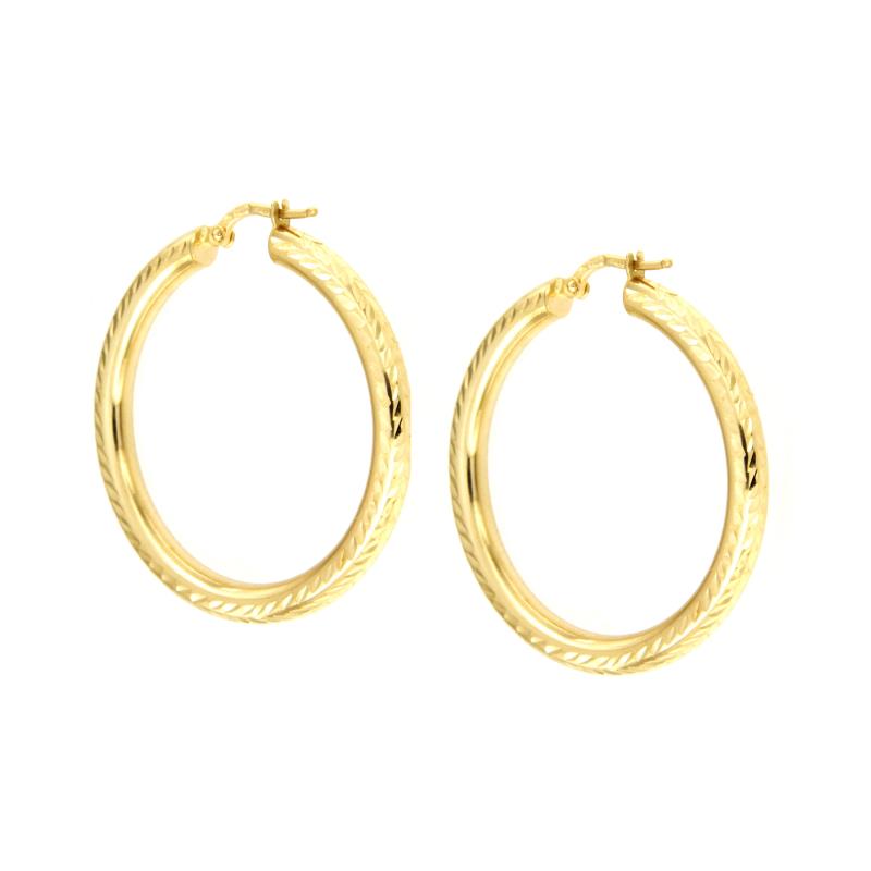 NKlaus Orecchini A Cerchio Oro Giallo 333 – 12,4x3,2 Mm – Quadrati Lucidi – Clip Pieghevole (Coppia)