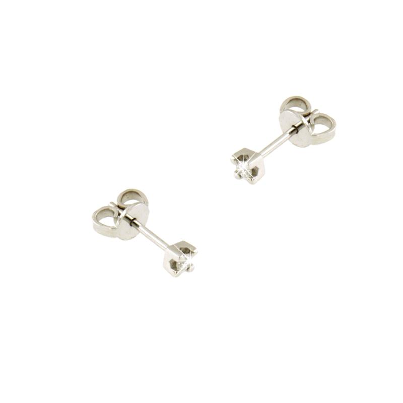 COPPIA ORECCHINI BIANCO 750/1000 PUNTI LUCE A GRIFFE CON DIAMANTI TAGLIO BRILLANTE CT 0.08 TOTALI G - VS - 