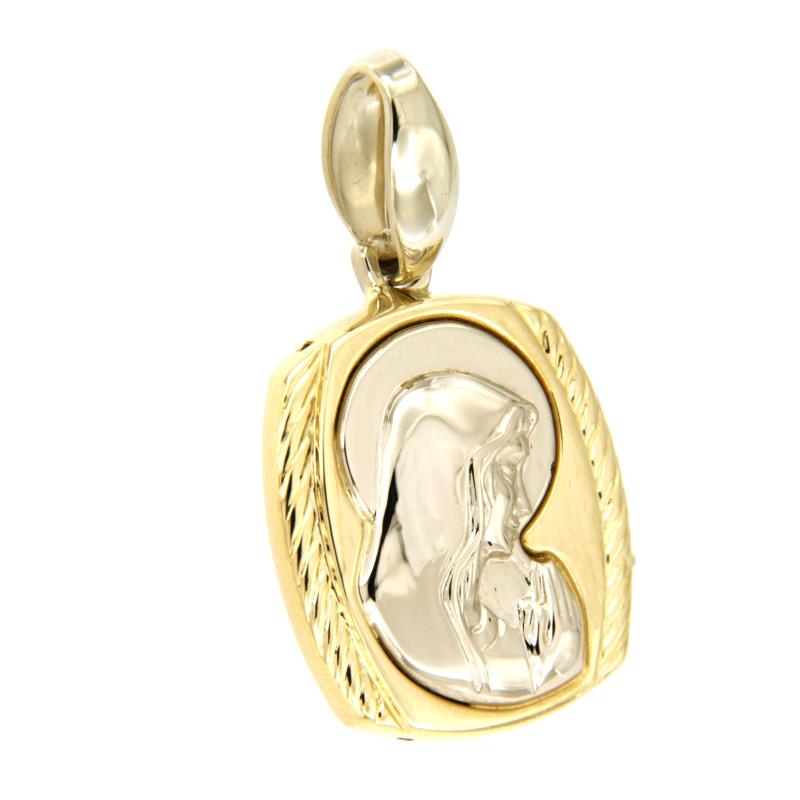 MEDAGLIETTA RELIGIOSA DUE ORI 750/1000 MADONNA - 