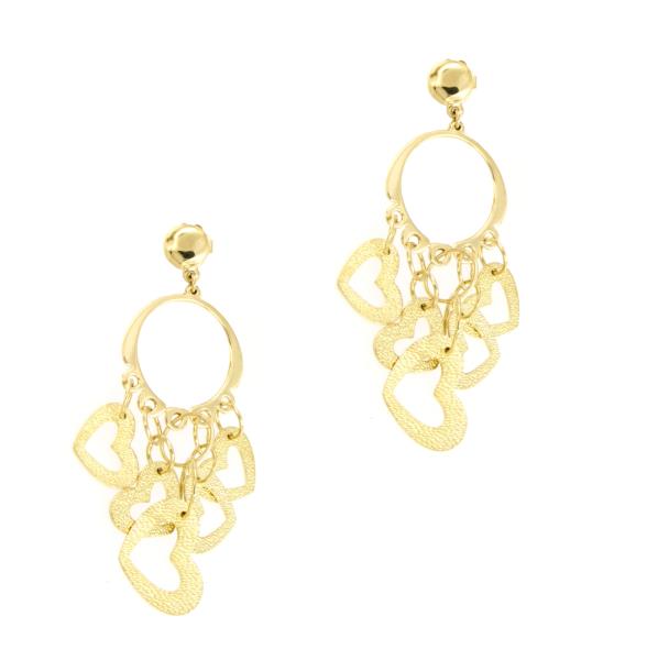 CHIMENTO - COPPIA ORECCHINI - ORO GIALLO 750/1000 - PENDENTI A CUORE - CHIMENTO