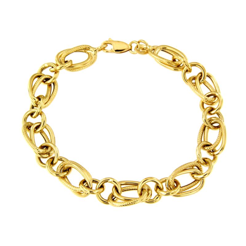 BRACCIALE ORO GIALLO 750/1000 MAGLIA 1+2 SEMI-ZIGRINATA - CM 20.5 - 