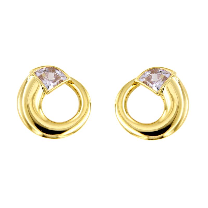 COPPIA ORECCHINI ORO GIALLO 750/1000 CERCHETTI CON ZIRCONI - 