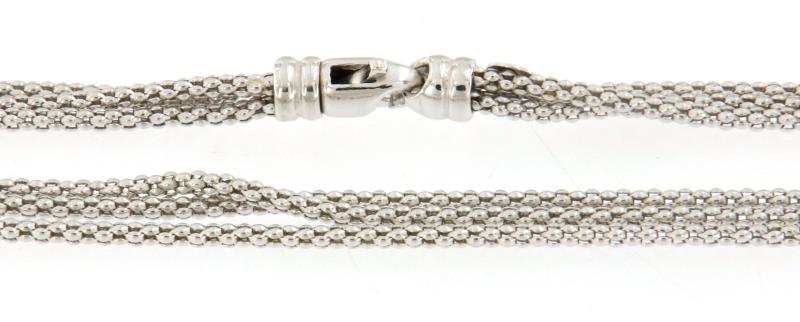 COLLANA IN ORO  BIANCO 750\1000 GIROCOLLO TRE FILI LUNGHEZZA 42 CM - 