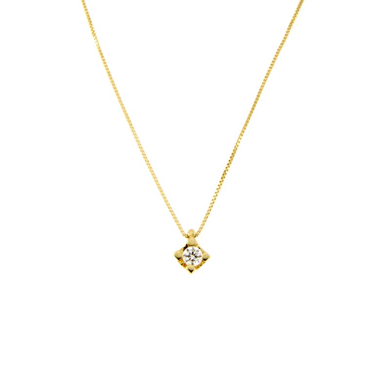COLLANA ORO GIALLO 750/1000 PUNTO LUCE A GRIFFE CON DIAMANTE TAGLIO BRILLANTE CT 0.08 G - SI1 - CM 41 - 