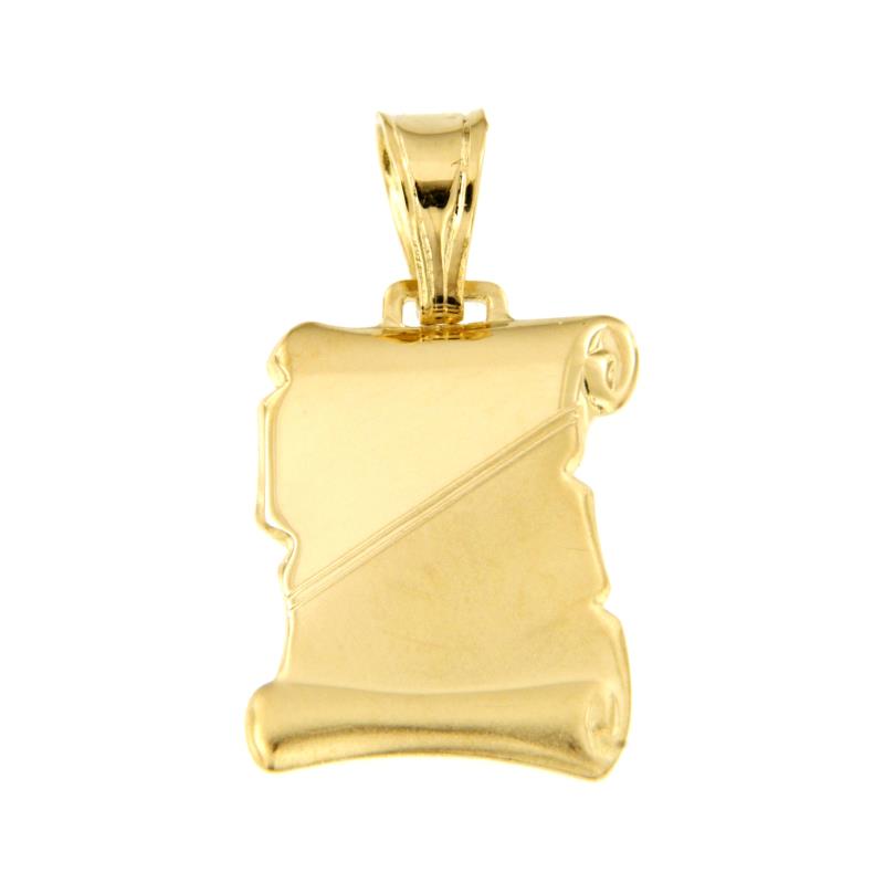 CIONDOLO ORO GIALLO 750/1000 PERGAMENA SEMI-SATINATA - 