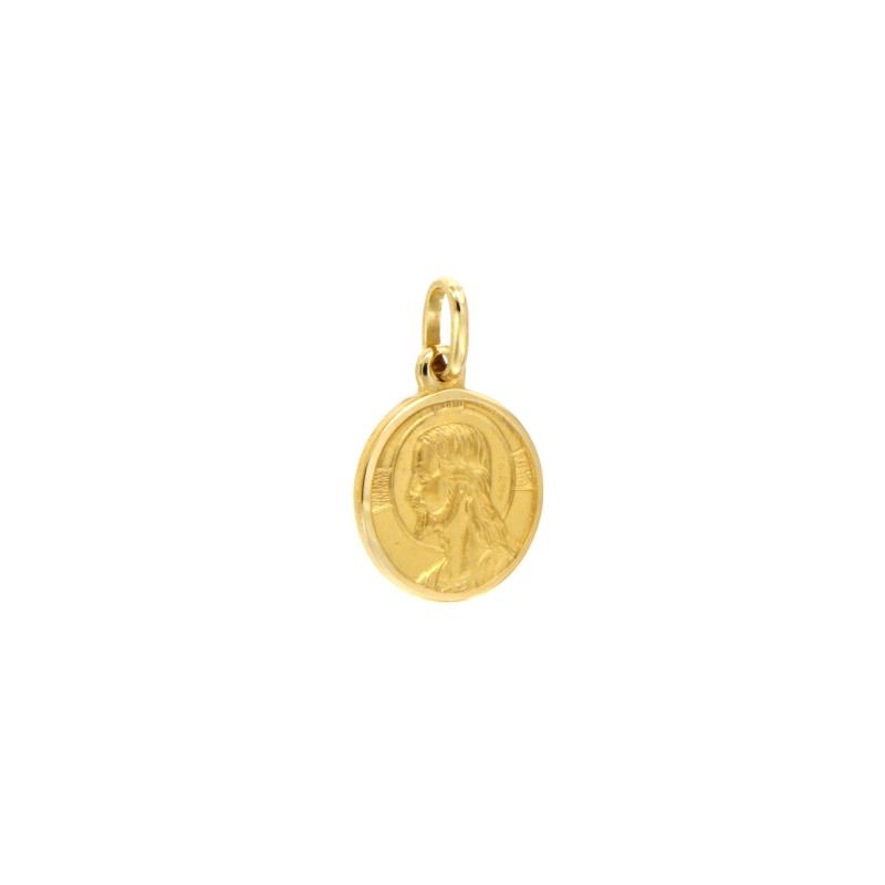 MEDAGLIETTA RELIGIOSA ORO GIALLO 750/1000 TONDA CON VOLTO DI CRISTO - 