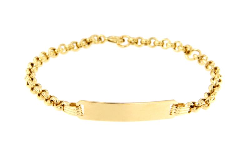 BRACCIALE ORO GIALLO 750/1000 MAGLIA ROLÒ CON TARGHETTA - CM 16.5 - 