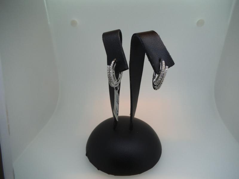 COPPIA ORECCHINI OB 750/1000 DOPPIO CERCHIO CON 44 DIAMANTINI 0,01 CAD - 
