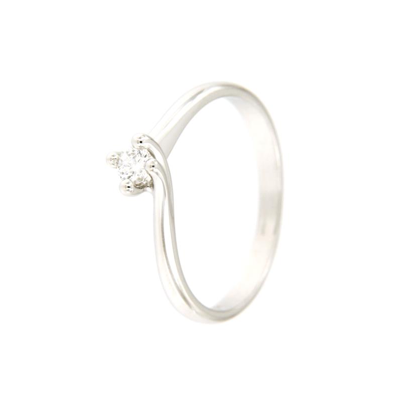 SOLITARIO ORO BIANCO 750/1000 CON DIAMANTE TAGLIO BRILLANTE CT 0.10 G - SI1 - MIS. 12 - 