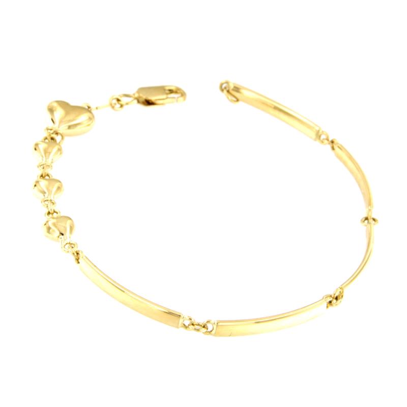 BRACCIALE ORO GIALLO750/1000 MAGLIA A SEGMENTI CON CUORI - CM.20 - 