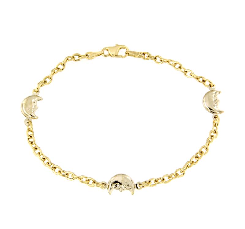 BRACCIALE DUE ORI 750/1000 CON MEZZE-LUNE - CM 20 - 