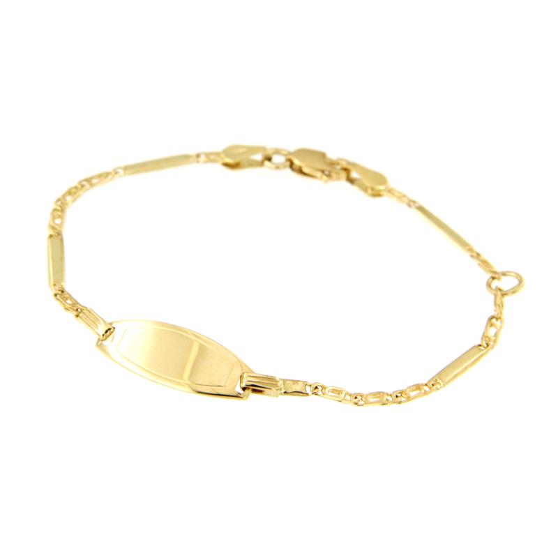 BRACCIALE ORO GIALLO 750/1000 MAGLIA TIPO SEGMENTI CON TARGHETTA OVALE - CM 14 - 