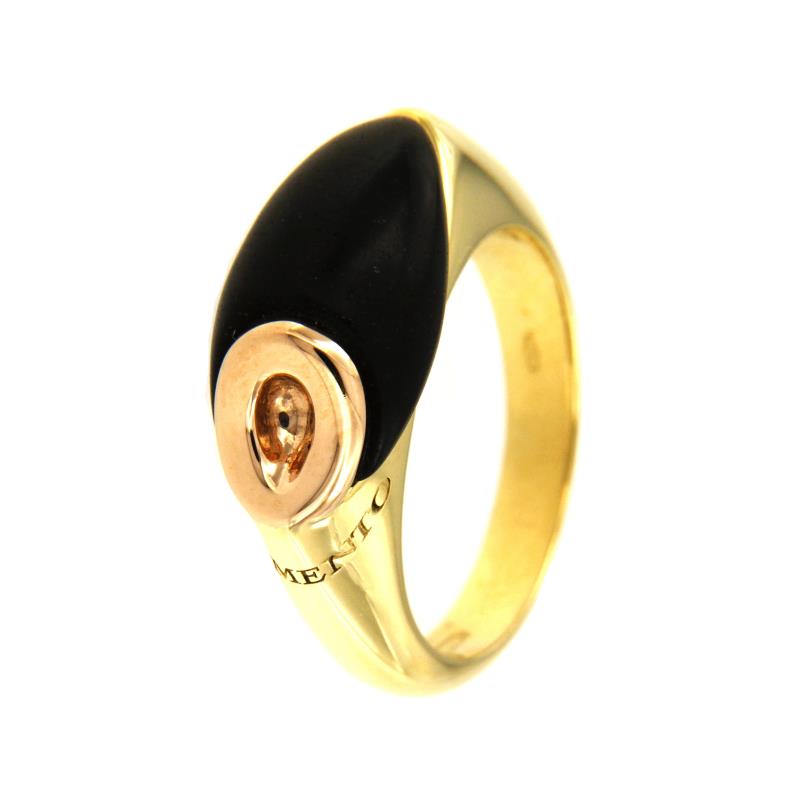 CHIMENTO - ANELLO - DUE ORI 750/1000 - CON EBANO - MIS. 14 - CHIMENTO