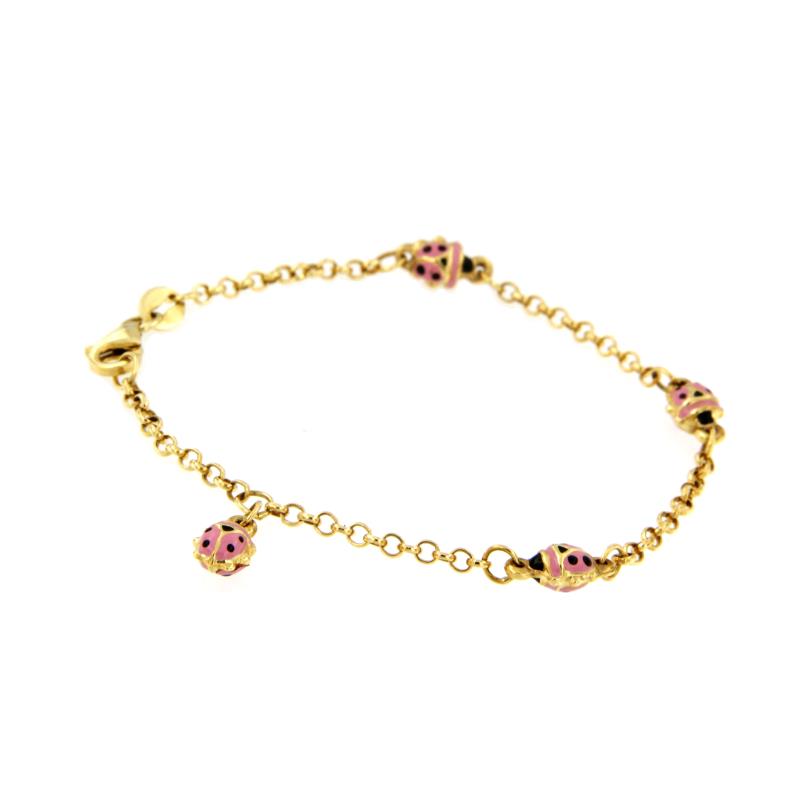 BRACCIALE ORO GIALLO 750/1000 CON COCCINELLE - CM. 15 - 