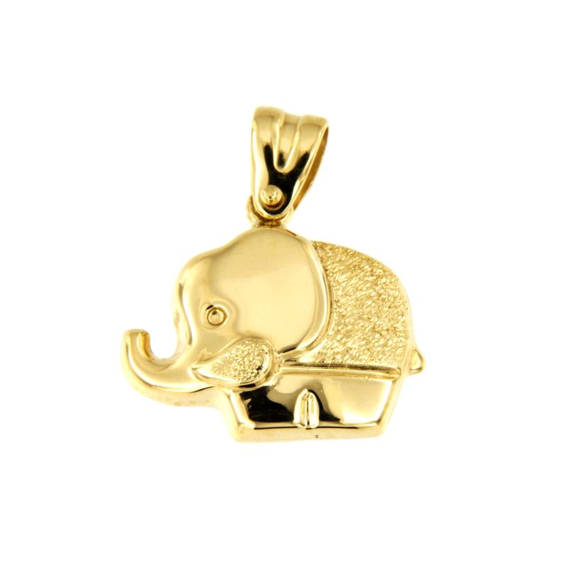 CIONDOLO ORO GIALLO 750/1000 ELEFANTINO SEMI-DIAMANTATO - 