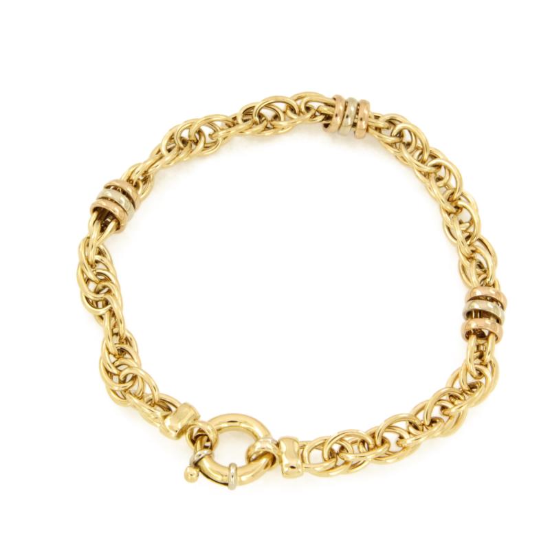 BRACCIALE TRE ORI 750/1000 MAGLIA RITORTA - CM. 20 - 