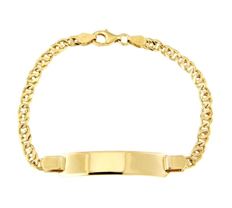 BRACCIALE ORO GIALLO 750/1000 MAGLIA GRUMETTA DOPPIA CON TARGHETTA - CM. 18 - 