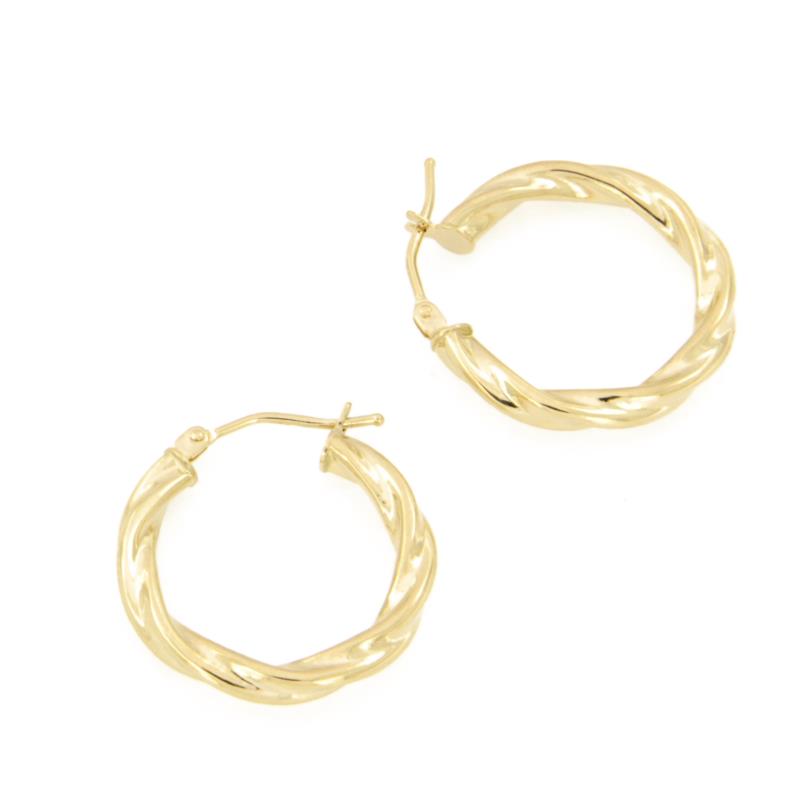 COPPIA ORECCHINI ORO GIALLO 750/1000 CERCHI RITORTI - 