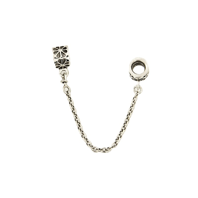 PANDORA - CHARM - ARGENTO 925/1000 - MOD. CATENA SICUREZZA FIORI - PANDORA