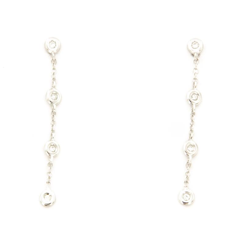 COPPIA ORECCHINI ORO BIANCO 750/1000 PENDENTI CON CIPOLLINI E DIAMANTI TAGLIO BRILLANTE CT 0.03 TOTALI G - SI2 - 