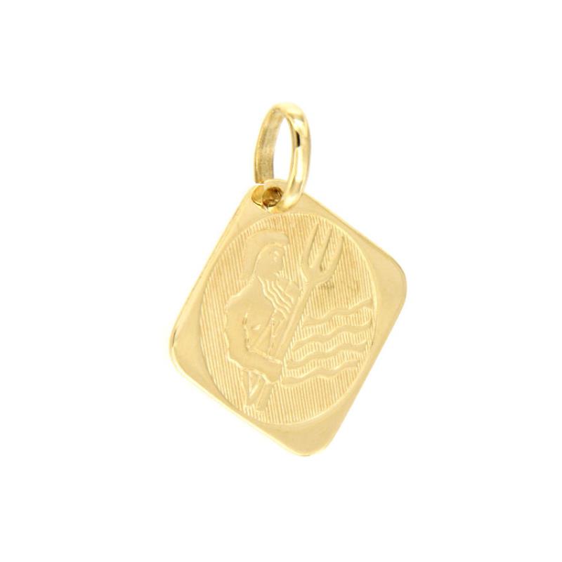 MEDAGLIETTA ORO GIALLO 750/1000 SEGNO ZODIACALE "ACQUARIO" - 