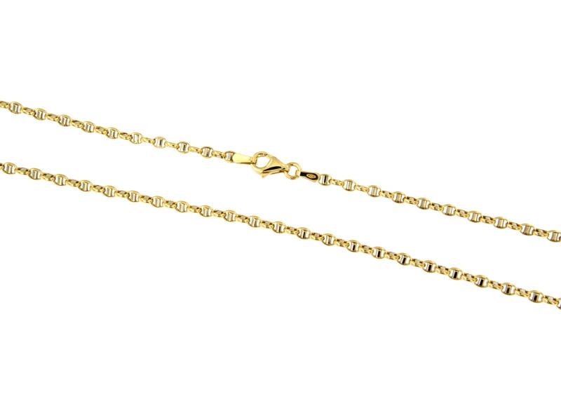 CATENA DUE ORI 750/1000 MAGLIA TIPO ROL&Ograve; CON TRAVERSINO - CM 50.5 - 