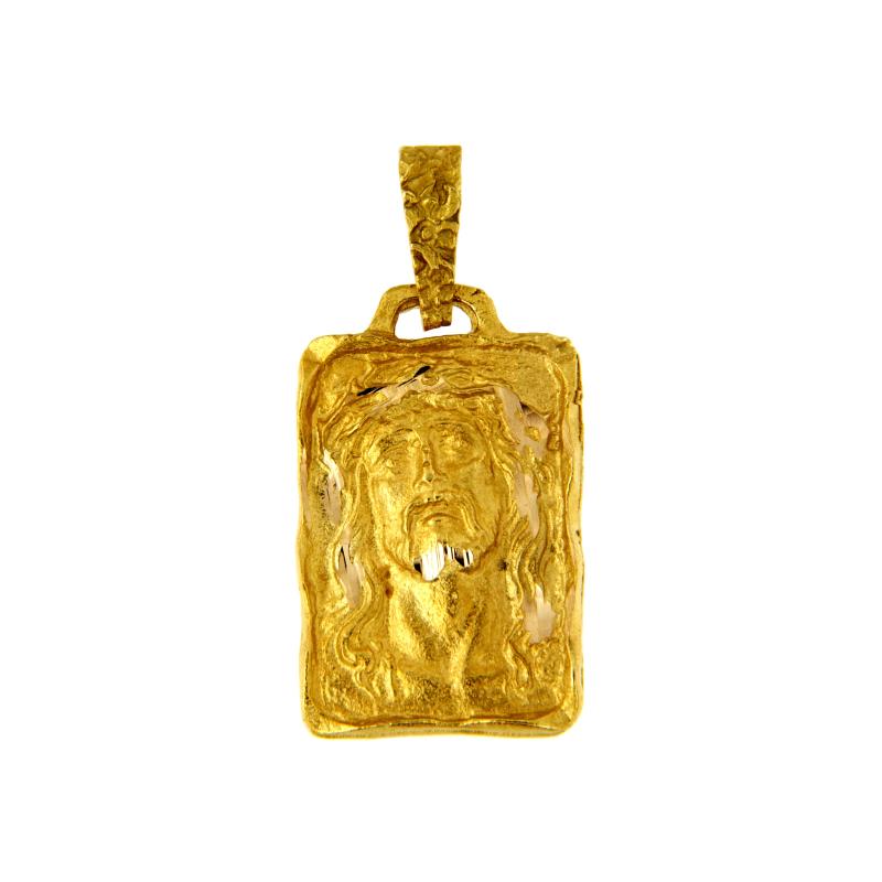 MEDAGLIA RELIGIOSA ORO GIALLO 750/1000 VOLTO DI CRISTO IN LAVORAZIONE GREZZA - 