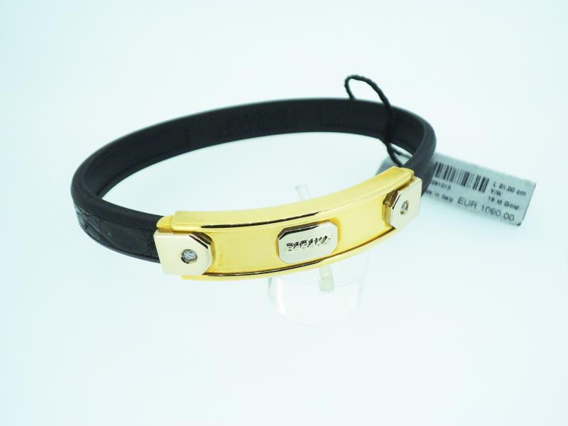BRACCIALE  BARAKA ORO BIANCO 750/1000  CON 2 DIAMANTINI 0,06 E CINTURINO COLORATO - BARAKA