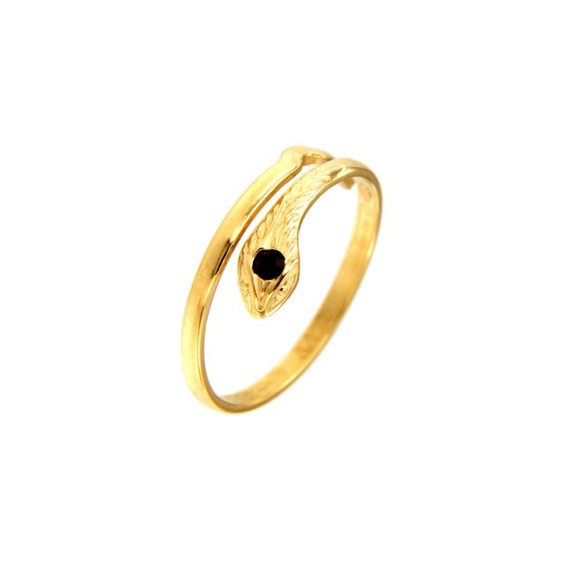 ANELLO ORO GIALLO 750/1000 SERPENTE CON SINTESI ROSSA - MIS. 7 - 