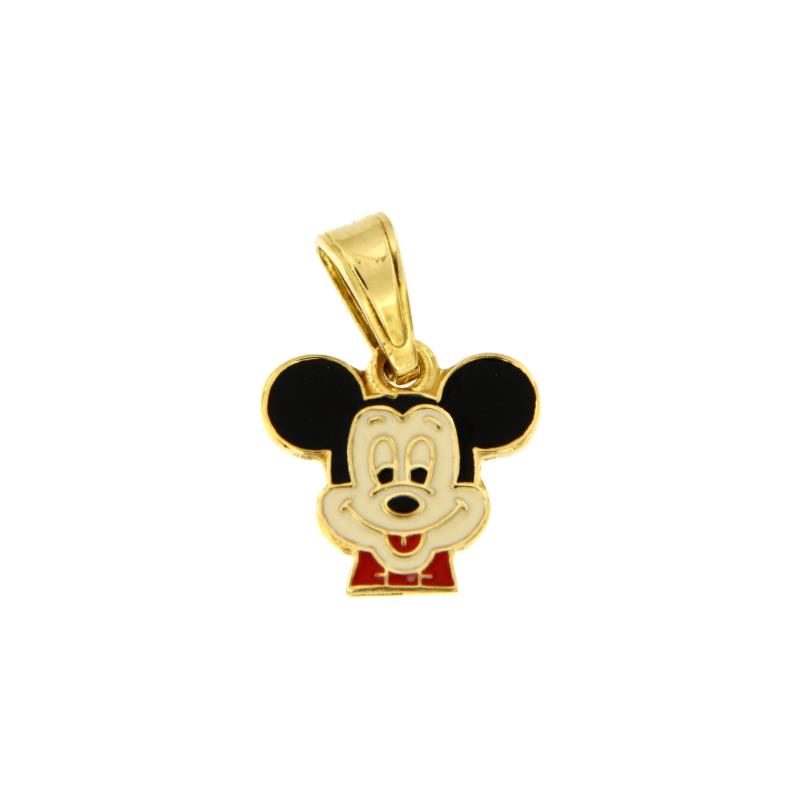 CIONDOLO ORO GIALLO 750/1000 MICKEY MOUSE SMALTATO - 