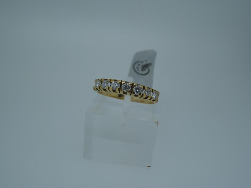 ANELLO ORO GIALLO 750/1000  VERETTA CON 7 DIAM DA 5 PT. CADAUNO - 